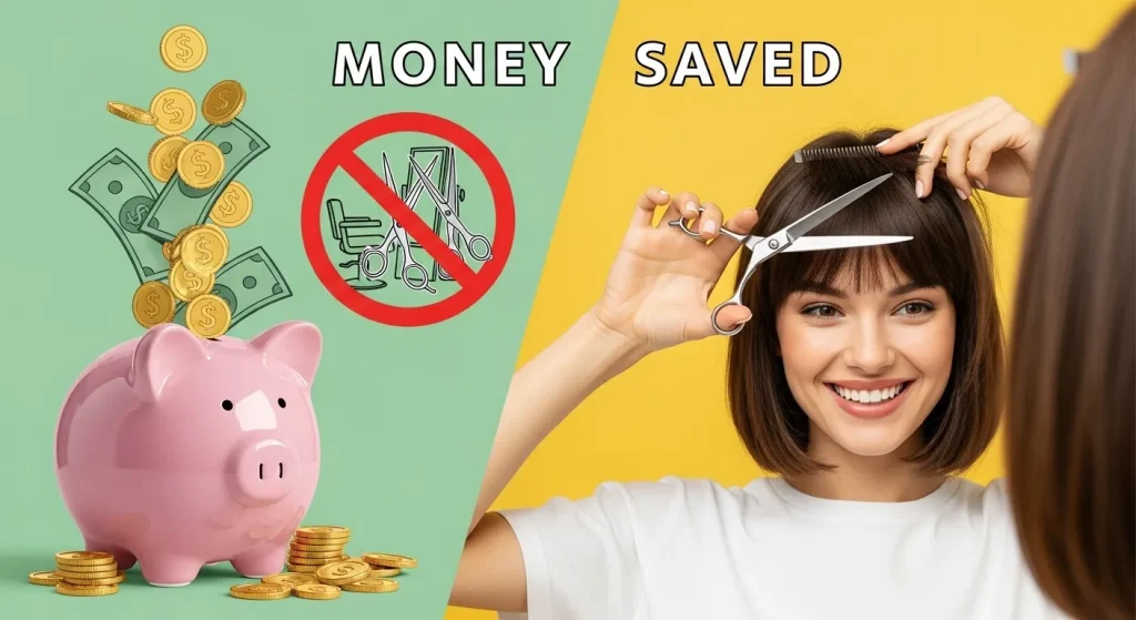 Benefits of DIY haircut at home including cost savings and convenience.