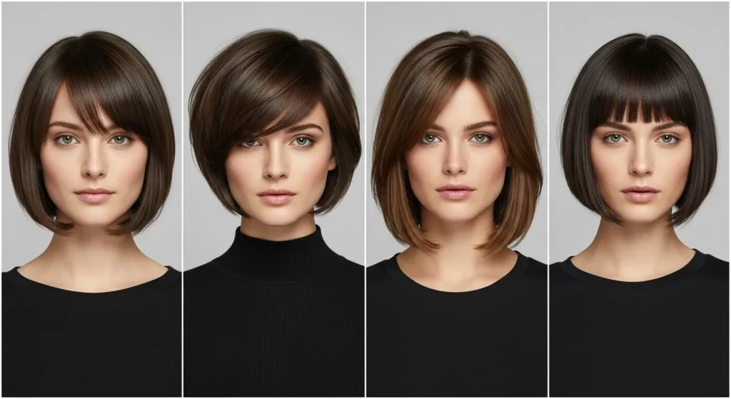 20+ Short Bob with Bangs Hairstyle with Guide 7 Face shape guide for short bob with bangs hairstyle.