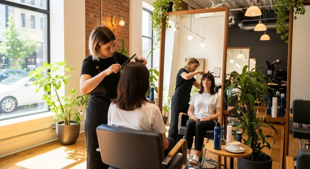 Regular trim to maintain curtain bangs hairstyle.