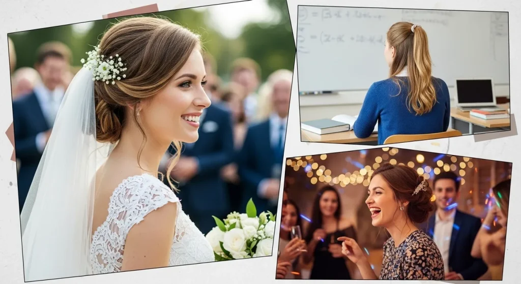 Versatility of half up half down hairstyle for weddings, school, and parties.