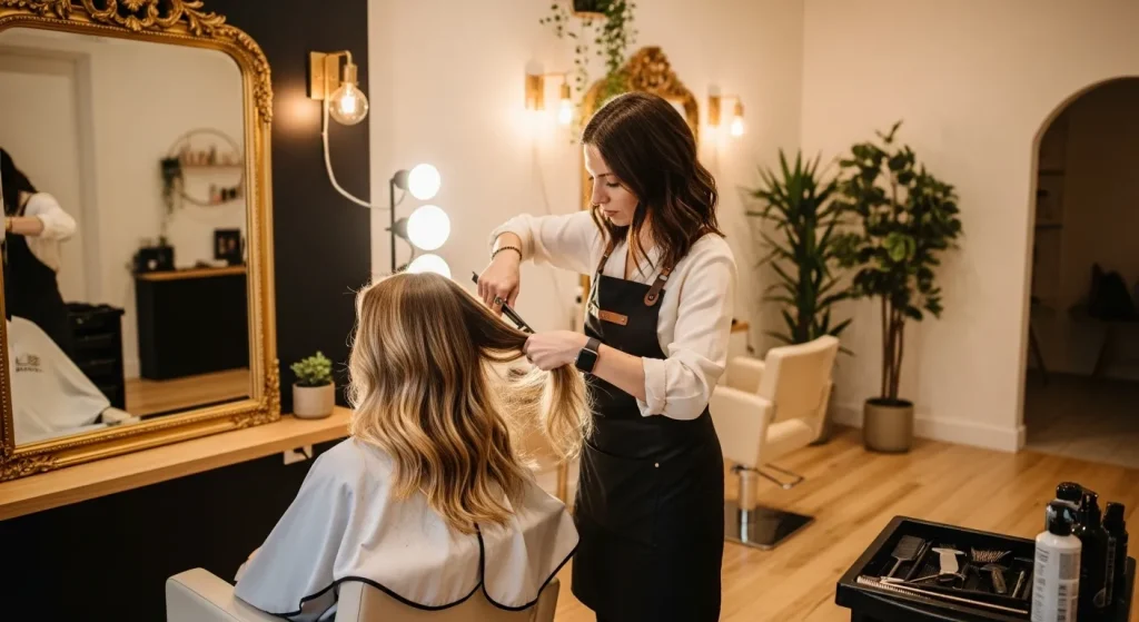 The Ultimate Guide to Long Layers Haircut 2025: Trends, Tips, and Tricks 7 Hairdresser trimming long layered haircut for maintenance.