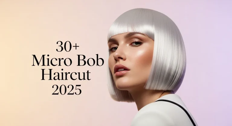 30+ Stunning Micro Bob Haircut Styles to Inspire Your 2025 Look 18 Woman with sleek Micro Bob Haircut 2025 in chic editorial look.