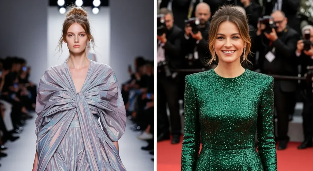 Messy low bun hairstyle trend spotted on runway and red carpet in 2025