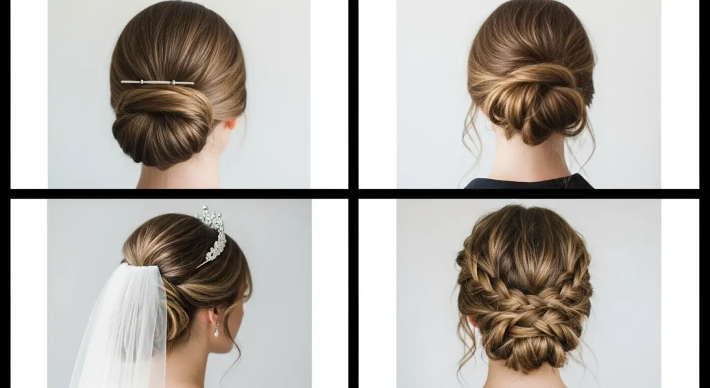 Messy low bun customized for work, school, weddings, and casual looks.
