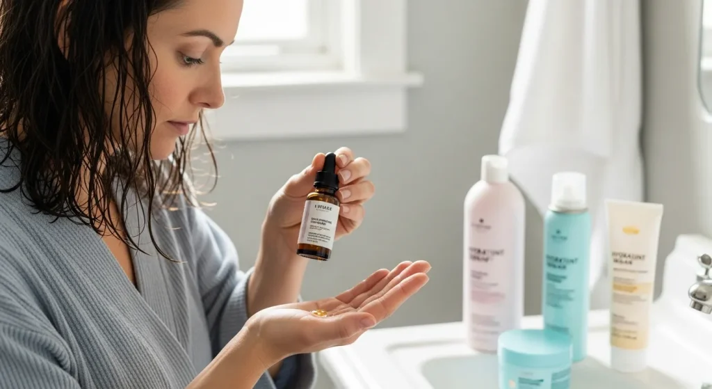 Hair care products to maintain healthy hair for messy low bun styles.
