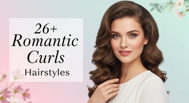 26+ Romantic Curls Hairstyles for 2025 You’ll Fall in Love With 12 Featured image of a woman with soft romantic curls hairstyles elegantly against a dreamy background.
