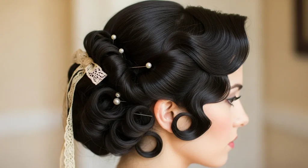 26+ Romantic Curls Hairstyles for 2025 You’ll Fall in Love With 5 Pinned-back curls styled in a vintage romantic look.