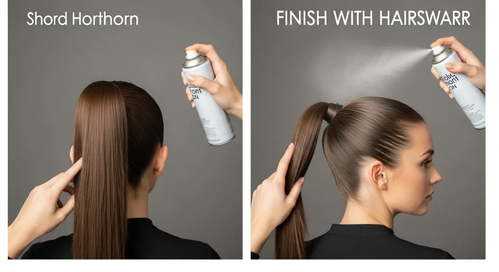 Step-by-step tutorial of creating a sleek high ponytail."