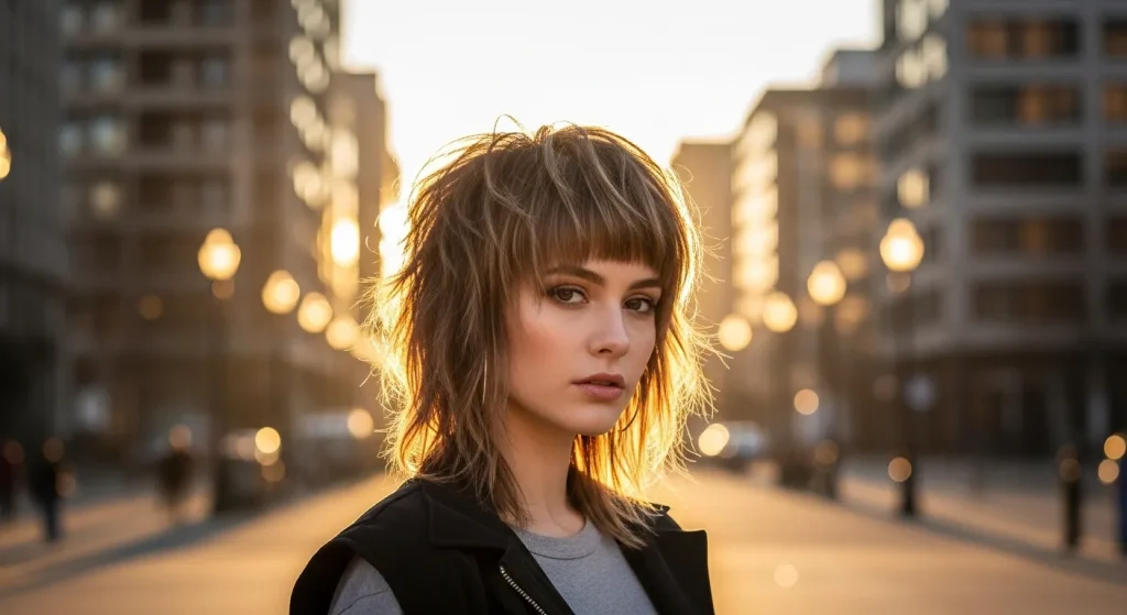 Trendy wolf cut hairstyle 2025 with layered waves and volume”
