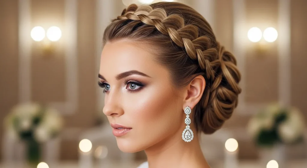 30+ Best Braided Wedding Updo Hairstyle for Modern & Classic Brides 5 Classic French braided wedding updo hairstyle for elegant weddings.