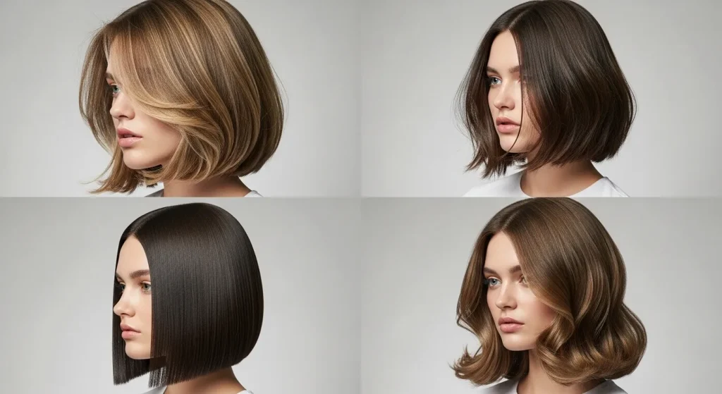 Top Choppy Layered Bob Haircut You Need to Try This Year 4 Visual collage showing key features of the choppy layered bob haircut including texture, layers, and uneven ends.