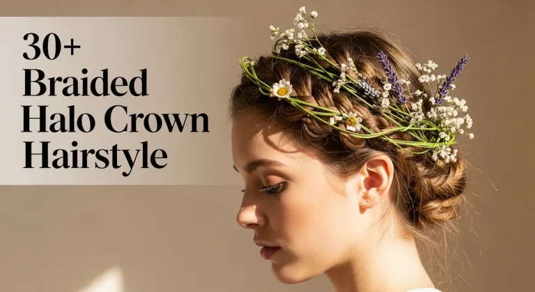 25+ Braided Halo Crown Hairstyle Inspirations for 2025 11 “Elegant woman with braided halo crown hairstyle in soft natural light”