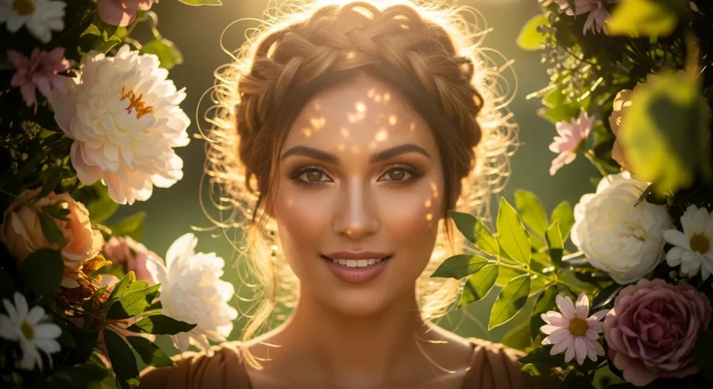 25+ Braided Halo Crown Hairstyle Inspirations for 2025 8 “Woman confidently wearing a braided halo crown hairstyle in sunlight”