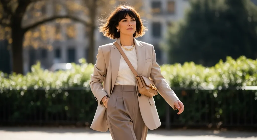 30+ Short Shaggy Bob Haircut Ideas That Elevate Your Look 5 “Woman with short shaggy bob haircut 2025 walking outdoors with modern style.”