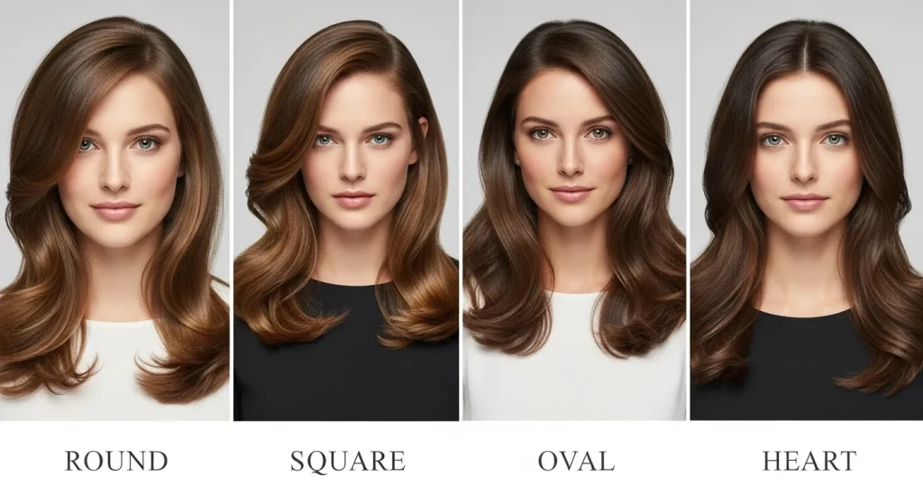 20+ Soft Blowout Waves Hairstyle Ideas for Effortless Glamour 6 “Soft blowout waves styled for different face shapes  round, square, oval, and heart”