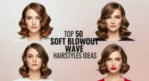 “Woman with soft blowout waves hairstyle under natural daylight”