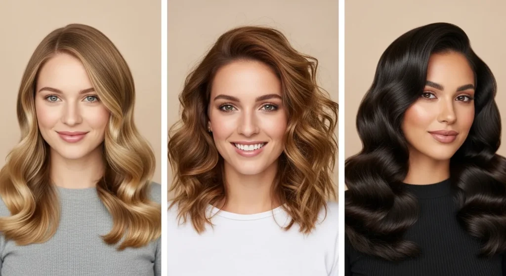 20+ Soft Blowout Waves Hairstyle Ideas for Effortless Glamour 4 “Different hair types styled in soft blowout waves  fine, medium, and thick hair”