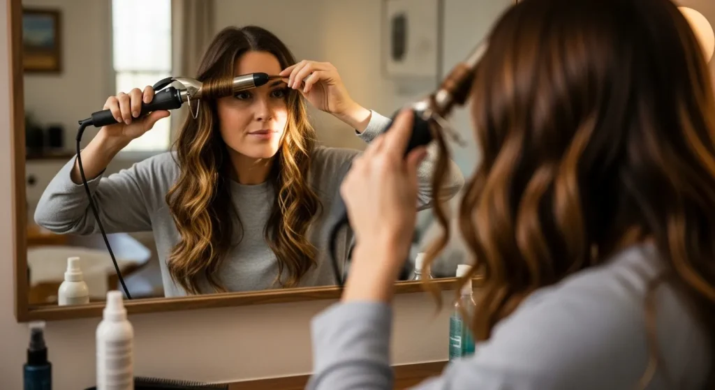 20+ Soft Blowout Waves Hairstyle Ideas for Effortless Glamour 7 “Touching up soft blowout waves with curling iron for added definition”