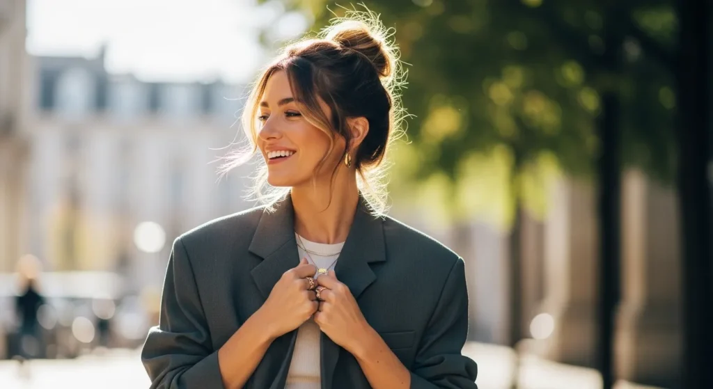 90+ Twisted High Bun Hairstyle Ideas for Every Occasion 7 “Woman with twisted high bun hairstyle looking chic and confident.”