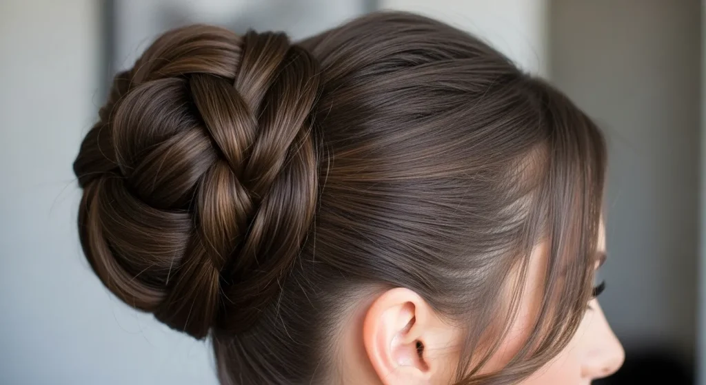 90+ Twisted High Bun Hairstyle Ideas for Every Occasion 3 “Close-up of twisted high bun hairstyle showing the twist detail.”